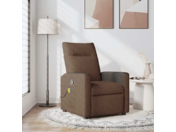 Vidaxl Poltrona De Massagens Reclinável Tecido Castanho