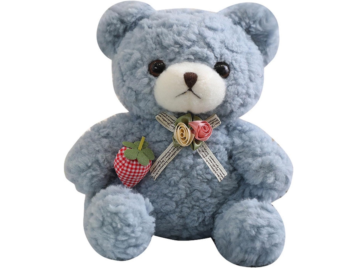 Urso De Pelúcia Fofo Com Morango E Rosa, Brinquedo Macio, Adorável