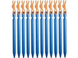 Conjunto de 12 estacas de alumínio para barraca e abraçadeiras reforçadas com cordão refletor para camping, atividades ao ar livre e praia.