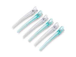 6pcs Presilhas De Cabelo Para Estilização E Seção, Presilhas Longas Com Bico De Pato Antiderrapantes Com Banda De Silicone, Para Corte De Cabelo, Tran