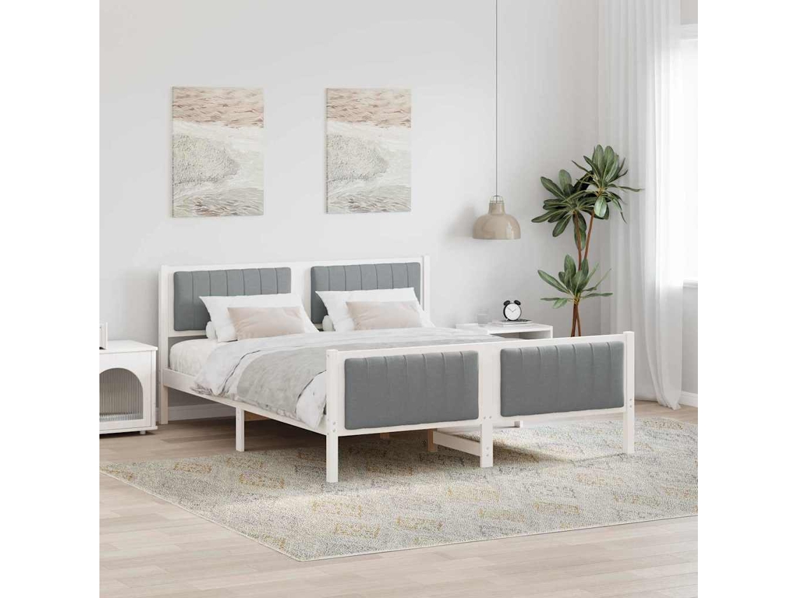 Vidaxl Estrutura Da Cama Branco E Cinza Claro 160 X 200 Cm