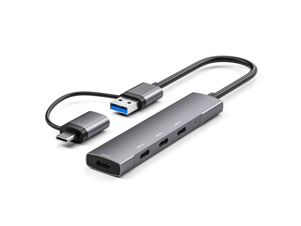 Hub Usb-c E Usb De Alumínio Com 4 Portas Usb-c Para Dados A 5gbps