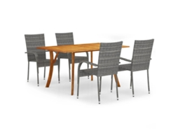 Dining Set, Dining Sets Vidaxl Cinzeto Rattan / Vime (mesa Com 150 Cm De Comprimento)