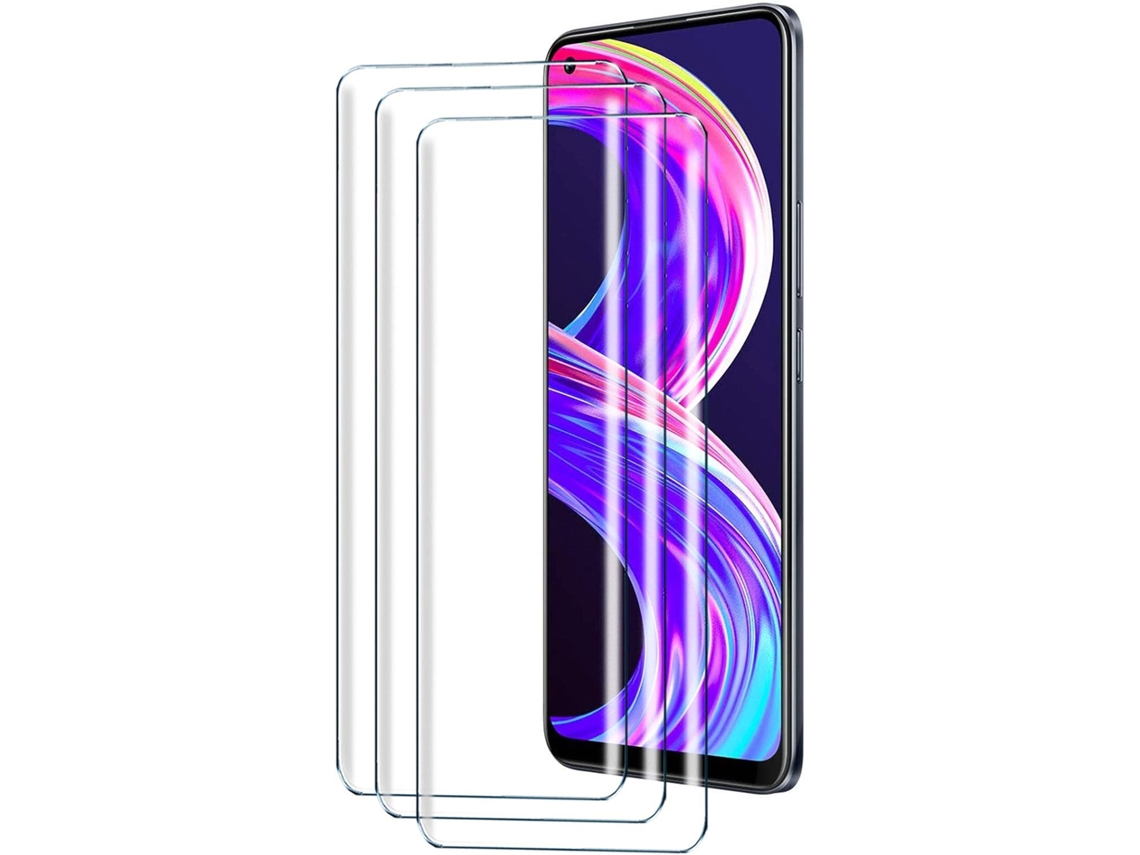 Conjunto de Películas de Ecrã Mm Hd Ultra Dureza para Realme 8 Pro HONGWE. Vidro Temperado Transparente (3un)