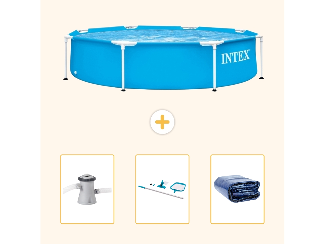 Intex Piscina Com Estrutura Redonda - 244x51 Cm - 4-peças Scb81