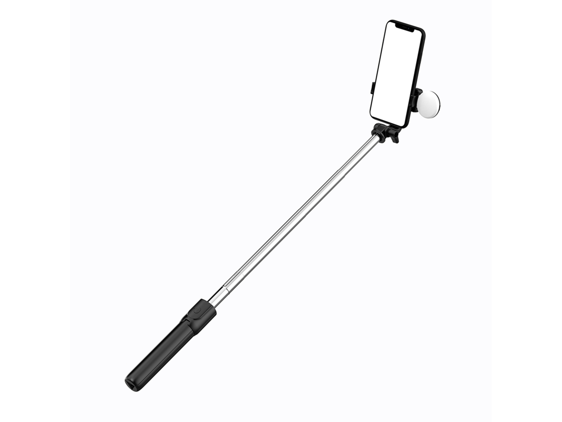 Selfie Stick telescópico com controle remoto e luz LED, 0.71m HURTEL
