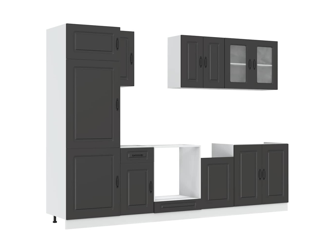 Conjunto de armários de cozinha Kalmar Preto com 8 peças - EXCLUSIVO DA MAISON