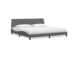 Vidaxl Cama Com Colchão Hanko 200x200 Cm Tecido Cinzento-escuro