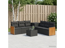 Vidaxl Conjunto De Sofás 8 Unid. Preto Rattan Poliéster E Aço