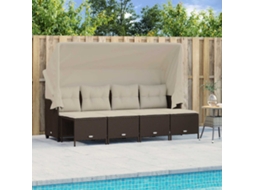 Vidaxl 5 Pcs Conjunto Sofás P/ Jardim C/ Almofadões Vime Pe Castanho