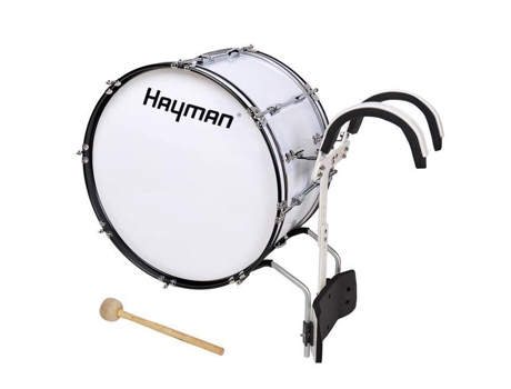 Hayman Marching Bass Drum Branco com Aluminum Harness 22 Pol 12 Pol Deep
