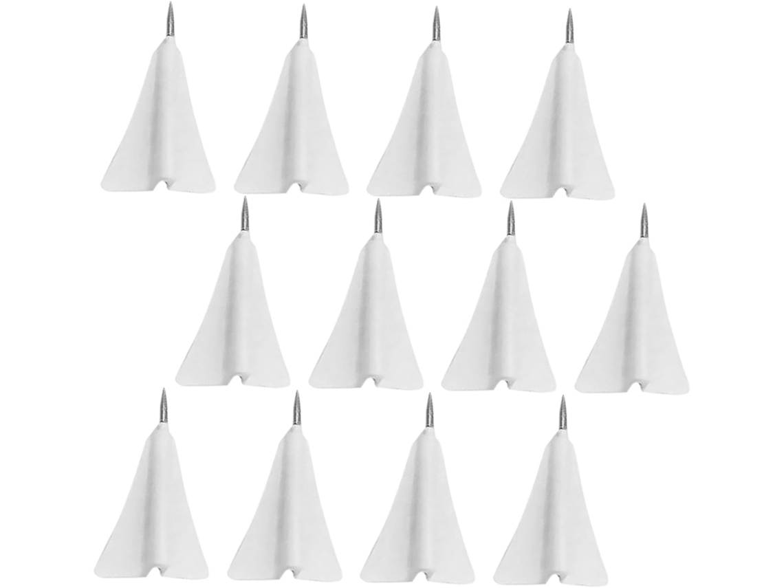 Tachinhas Em Formato De Aviãozinho Papel Branco, 12 Unidades, Feitas De Abs E Aço, Seguras E Criativas Para Decorar