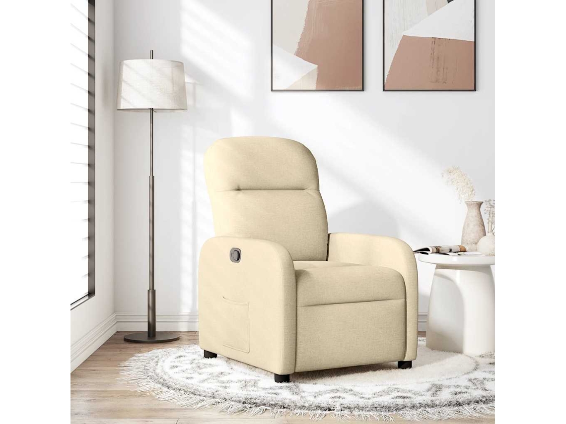 Vidaxl Poltrona Reclinável Tecido Cor Creme