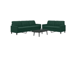 Vidaxl 2 Pcs Conjunto De Sofás Com Almofadões Veludo Verde-escuro