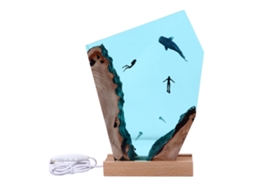 Luminária de Mesa Artesanal em Resina Epóxi com Tema de Baleia Mergulhadora CHABERLU