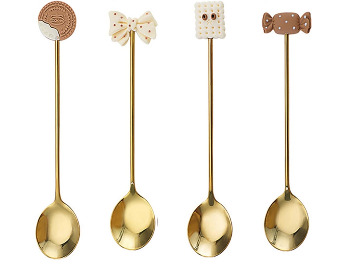 Juego De Cucharas De Postre De Acero Inoxidable, 4 Piezas