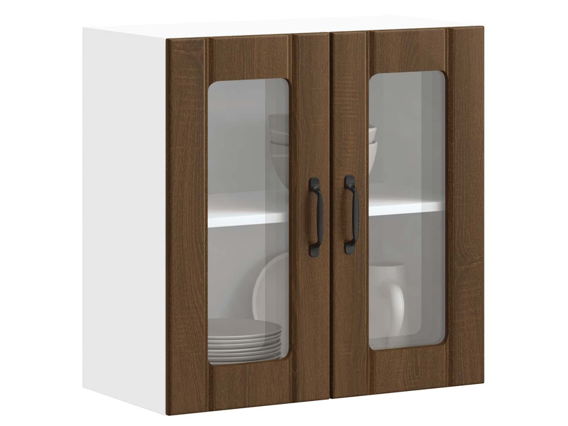 Vidaxl Armário De Parede Cozinha Porta Vidro Lucca Carvalho Castanho