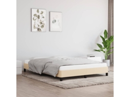 Estrutura De Cama Sem Colchão 140x200 Cm Tecido Cor Creme