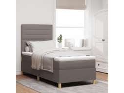 Cama Box Spring Com Colchão Taupe Individual De Tecido