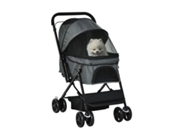 Carrinho Cachorro 76,5x52x95cm, Oxford, Cinza Escuro, Pequenos Cães/gatos Ge
