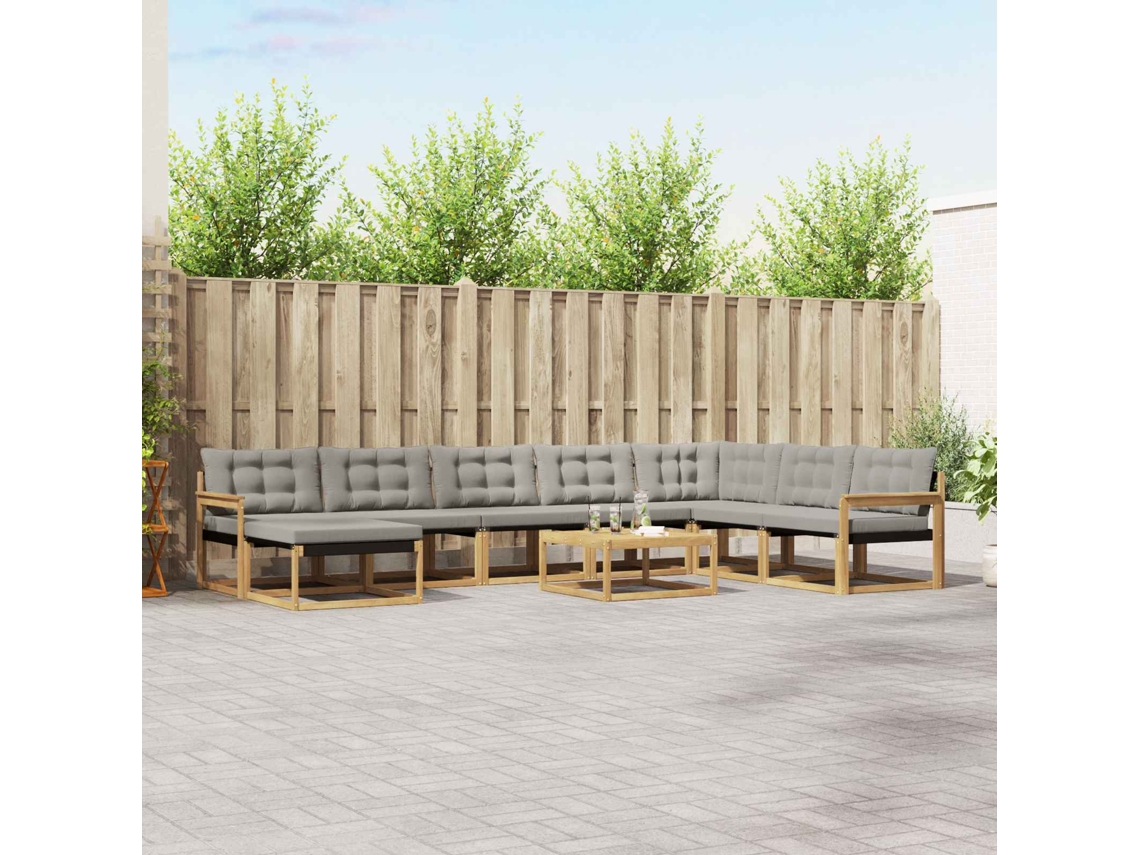 Vidaxl Conjunto De Sofás Para Exterior 9 Pcs Branco E Cinzento-claro