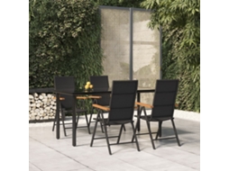 Vidaxl 5 Pcs Conjunto De Jantar P/ Jardim Vime Pe Preto E Castanho