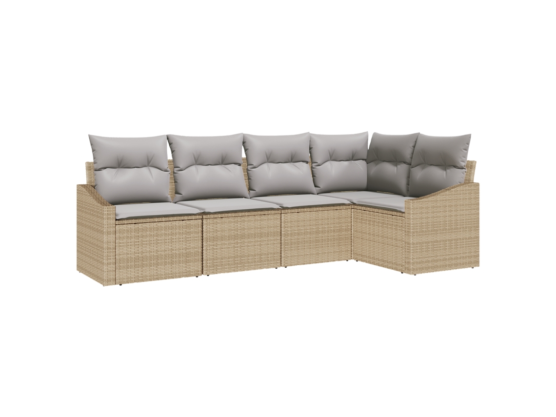 Conjunto 5 Sofá Exterior Vidaxl Bege Vime Pe (233,5 X 123,5 X 85 Cm)