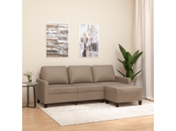 Vidaxl Sofá 3 Lugares C/ Apoio Pés 180 Cm Couro Artificial Cappuccino