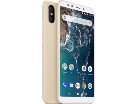 Smartphone XIAOMI Mi A2 (5.99'' - 4 GB - 64 GB - Dourado) Smartphone XIAOMI Mi A2 (5.99'' - 4 GB - 64 GB - Dourado) — 4 GB RAM | Dual SIM | 2 Câmaras traseiras