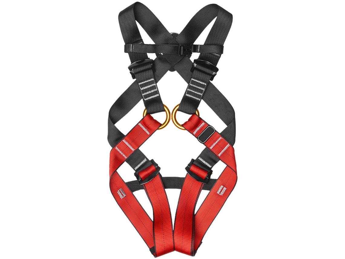Arnés de Escalada Completo para Crianças, Poliéster, Vermelho e Preto, Tamanho L (10-14 anos)