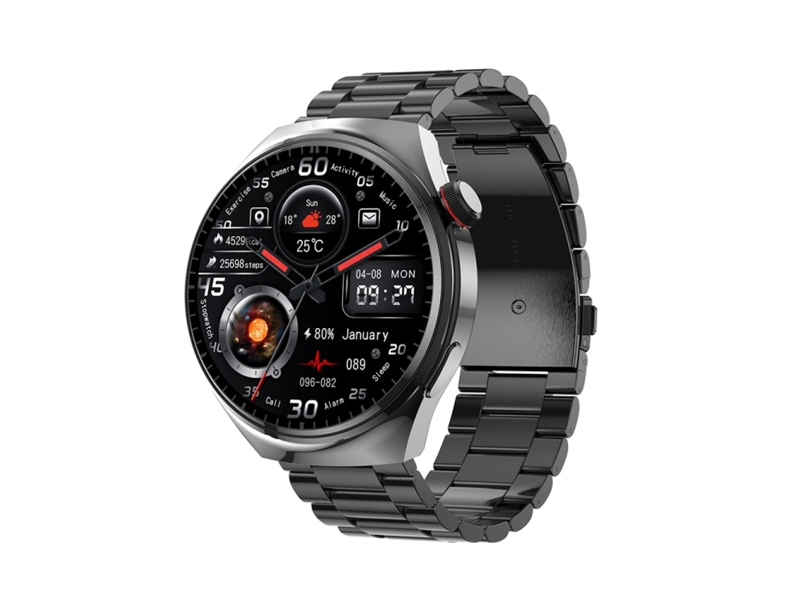 Smartwatch Com Tela Ips De 1,6 Polegadas, Pulseira De Aço E Monitoramento De Oxigênio No Sangue. Mdug (preto)