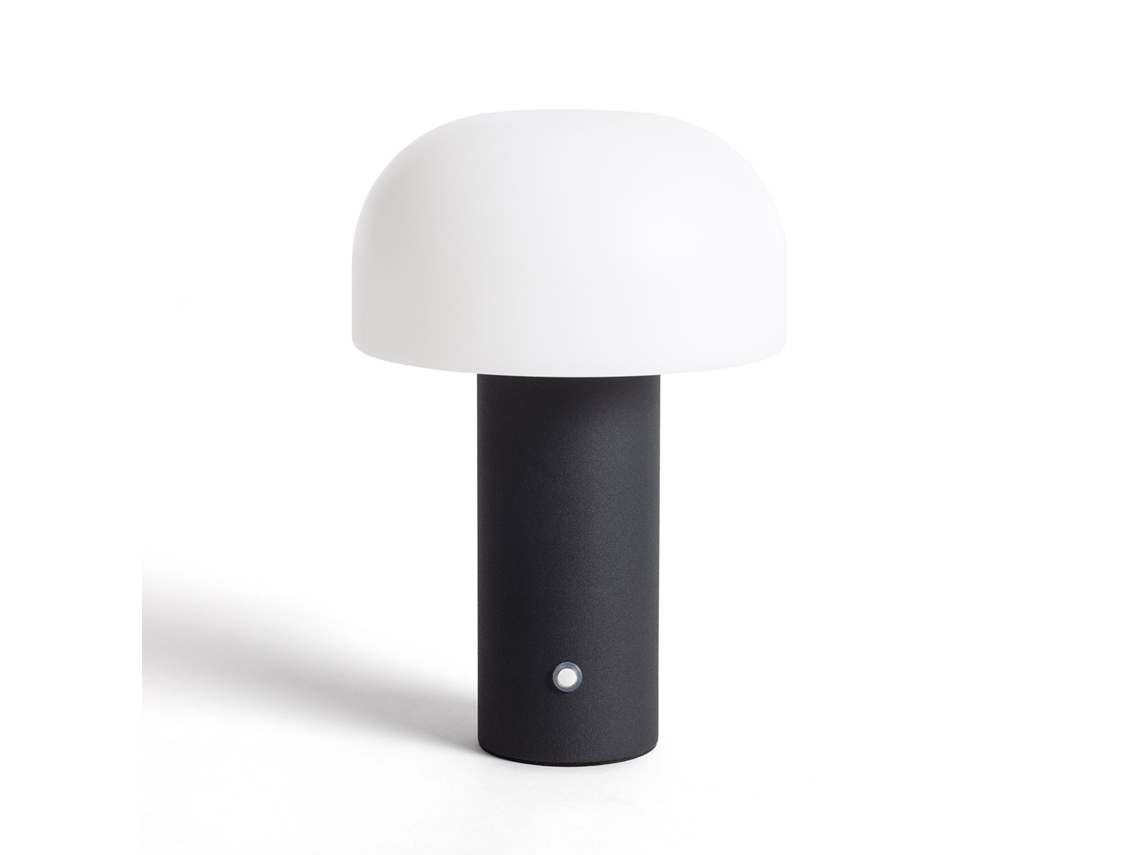 Candeeiro De Mesa Led Portátil Em Metal Com Bateria Usb Recarregável Leta Preto