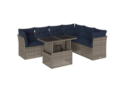 Conjunto de Sofá de Jardim, 7 Peças, Almofadas, Rattan Cinza MAISON EXCLUSIVE