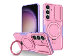 Capa Zruxe Compativel Com Samsung Galaxy S24 5g (sliding Camshield - Magsafe - Tpu Hybrid Pc - Roxo - Rosa)