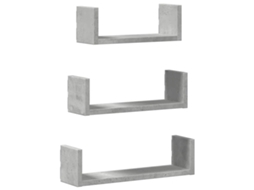 Conjunto de 3 Prateleiras de Parede Provenientes da Madeira Cinzento Cimento MAISON EXCLUSIVE