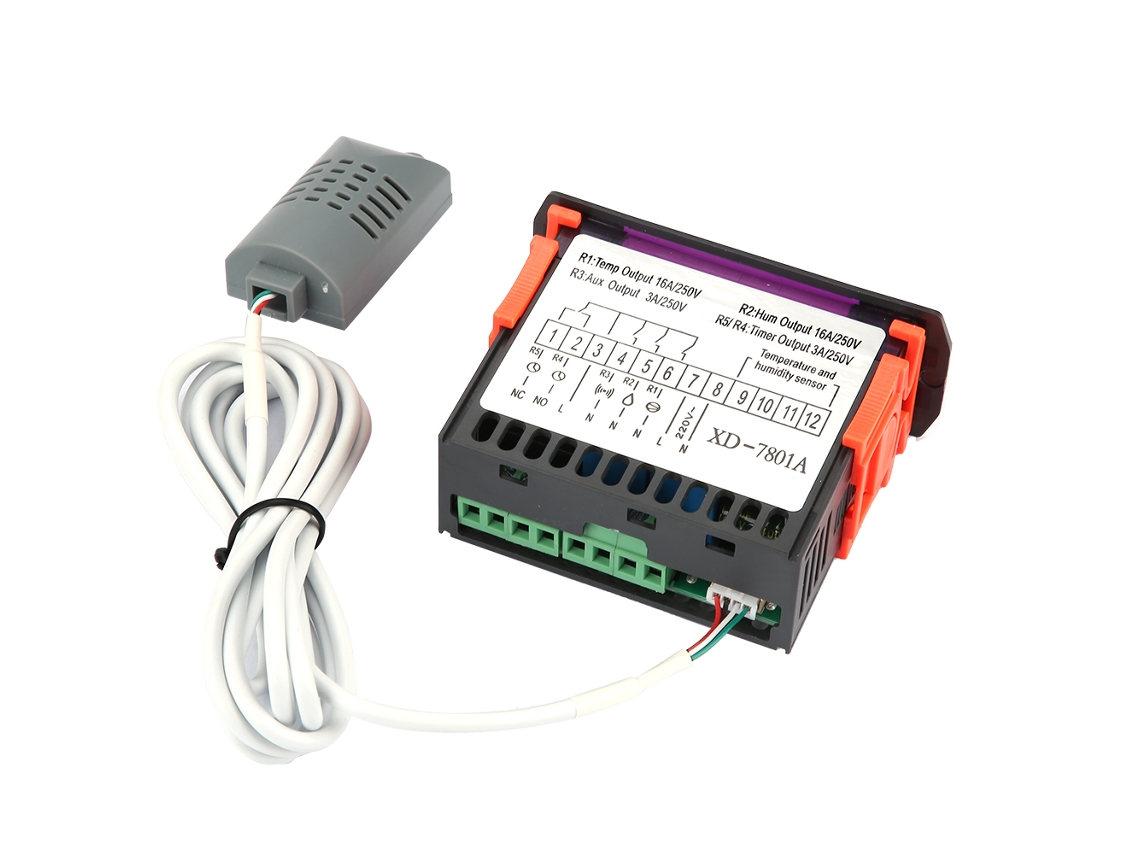 Controlador Automático de Temperatura e Umidade para incubadoras 100 240vac com sistema digital