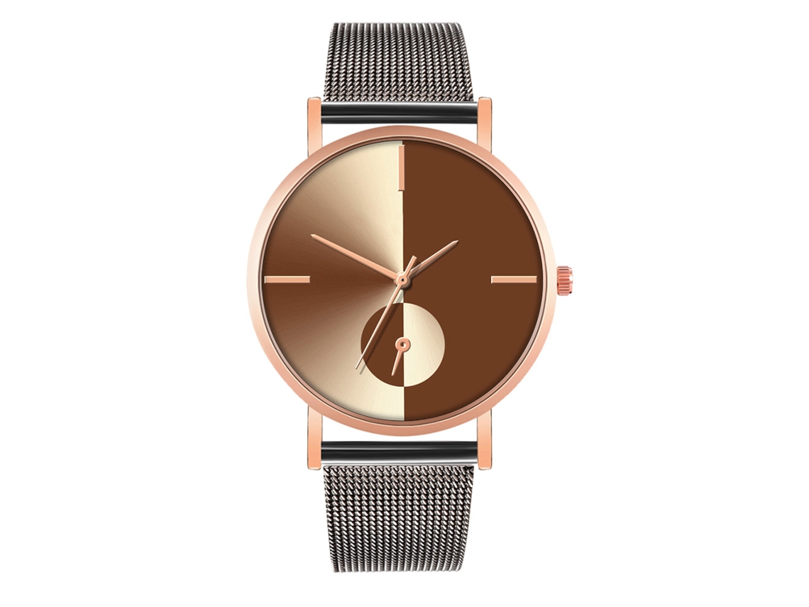Reloj De Moda Para Parejas Con Correa De Malla Dial Redondo Cuarzo Unisex