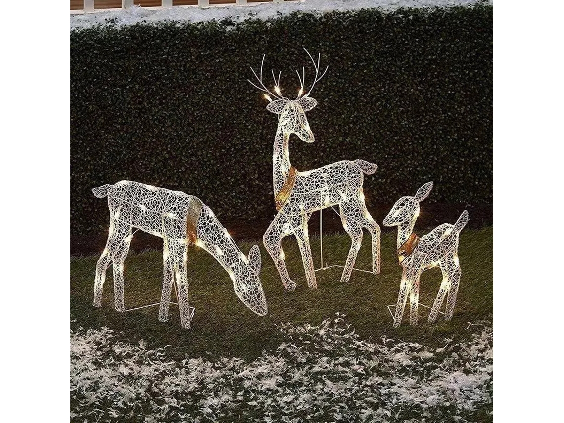 Kit Led De Natal Com 3 Renas 2025 Para Jardim Iluminado