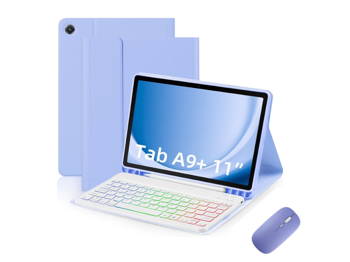 Teclado E Mouse Retroiluminados Em Tons De Lavanda, Roxo E Branco, Para Samsung S7/s8/s9/s9 Fe/s10 Fe/s10 Lite De 10,9 A 11 Polegadas. Yunzii