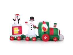 Trem Inflável de Natal Papai Noel Boneco de Neve Pinguim Poliéster 350 X 120 X 177 Cm 7 Leds Soprador Integrado NORTHIX