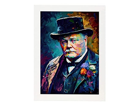 O Pôster De NACNIC De Winston Churchill Em Estilo De Retrato De Cor Ilustrações Animados De Personagens Históricos Famosos A4 Quadros Brancos