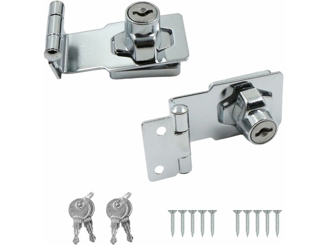 Fechadura De Porta Com Fivela Metálica, Ferrolho De Ângulo Reto De 90 Graus Com Chave E Parafusos Para Porta, Janela, Gaveta, Jardim, Armário