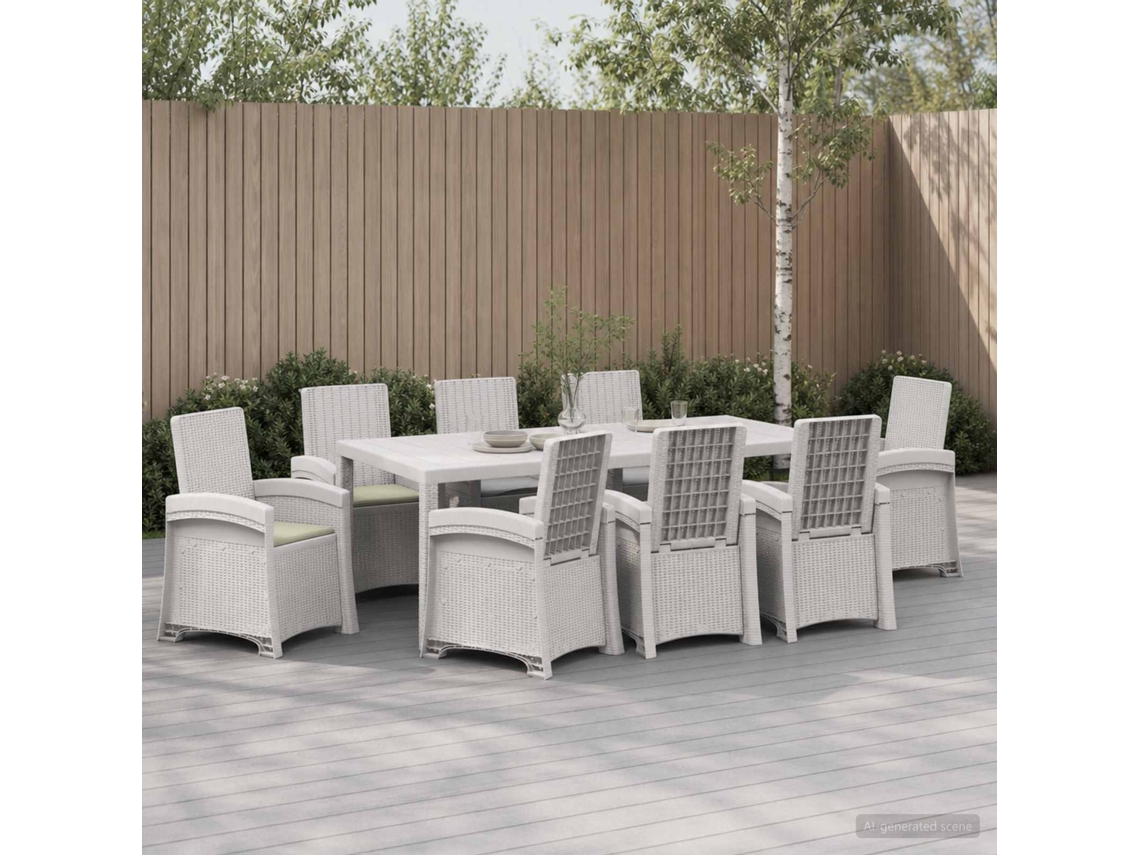 Vidaxl Conjunto De Jantar Para Jardim 9 Unid. Branco E Creme Pp
