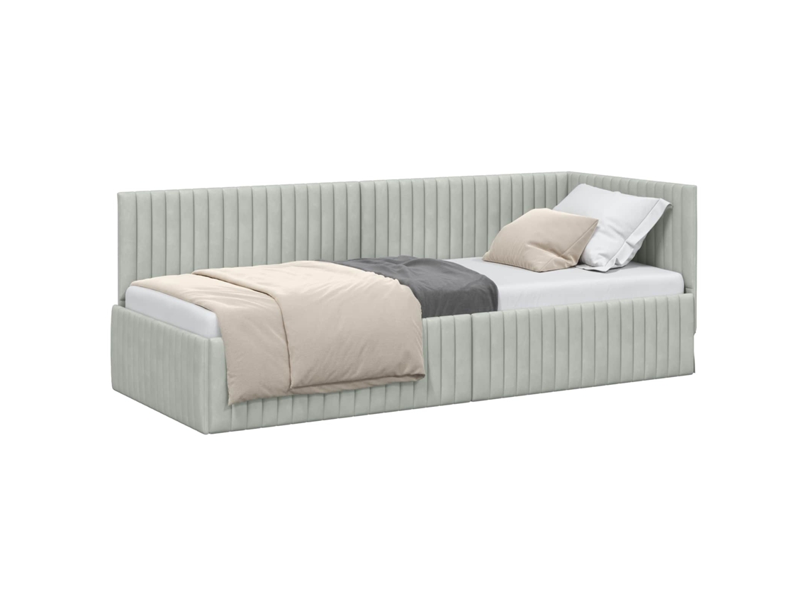 Conjunto 1 Estrutura De Cama De Canto Vidaxl Cinzento-claro Veludo (80 Cm X 200 Cm)