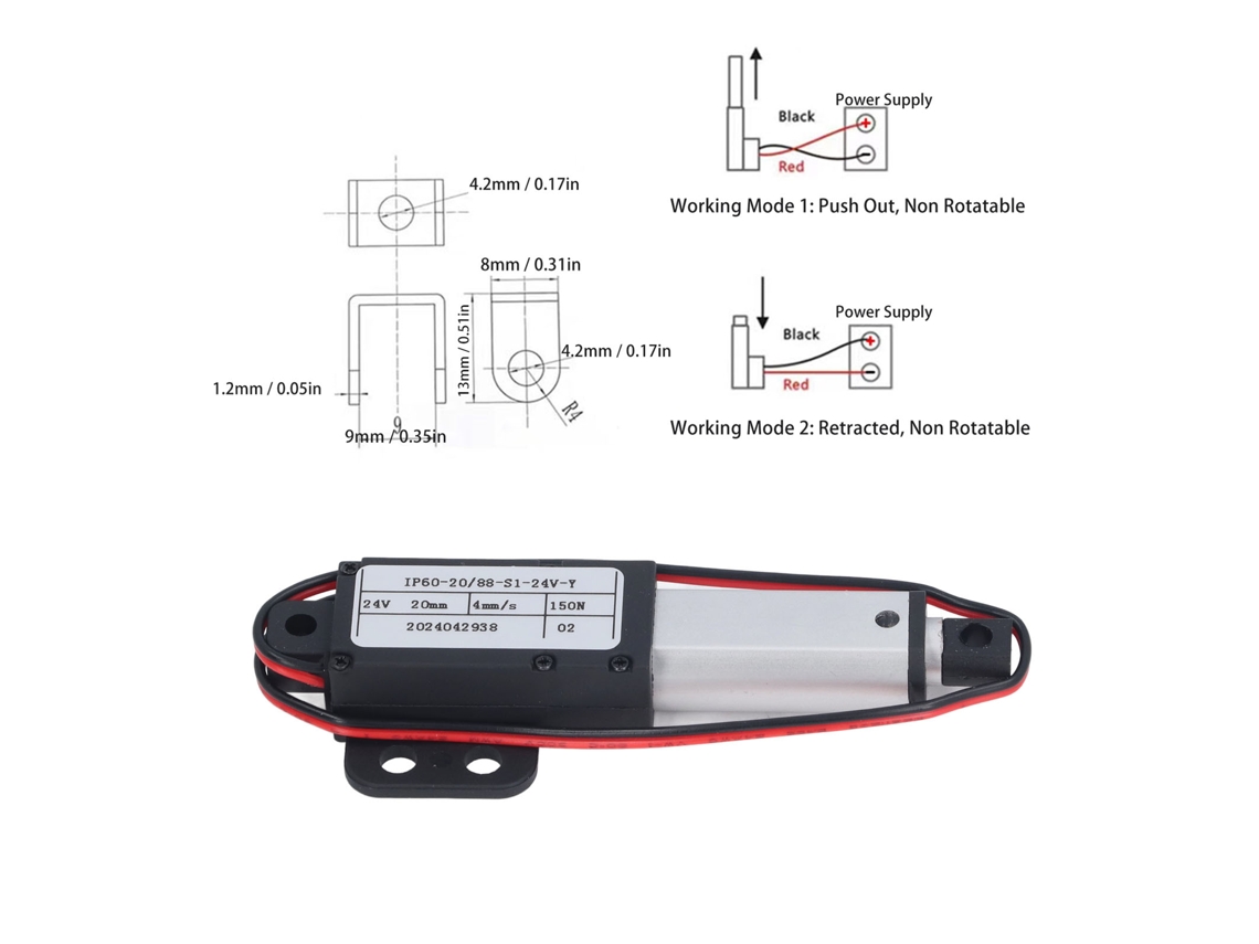 Laxiscreed Atuação Linear Eléctrica Micro De 20mm Com Velocidade De 4mm/s Para Automação