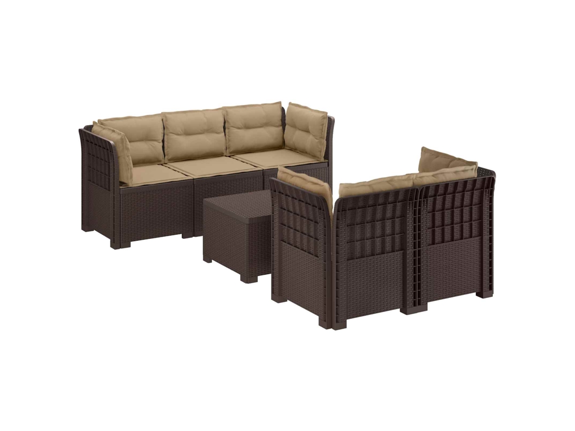Vidaxl Sofá De Jardim De 5 Pessoas Com Almofadas Visual De Rattan Pp