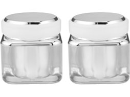 Conjunto De 2 Potes Cosméticos De Acrílico Com Tampas, Ideais Para Cremes.
