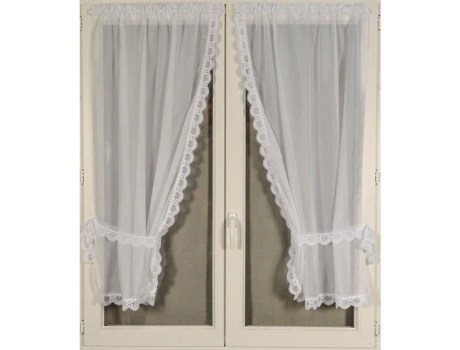Par de Cortinas Boa Mulher com Borda Macramê Branco 95 X 160 Cm HOME MAISON