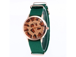 Reloj De Pulsera De Cuarzo Con Correa De Nylon Estilo Casual Para Hombre Y Mujer (verde)
