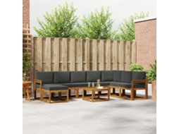 Vidaxl Conjunto De Sofás Para Exterior 9 Pcs Natural E Antracite